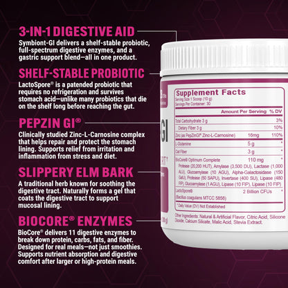 PEScience Complete-GI Gut Health Powder, Probiotics for Women and Men, Digestive Enzymes, Prebiotic Fiber, L-Glutamine