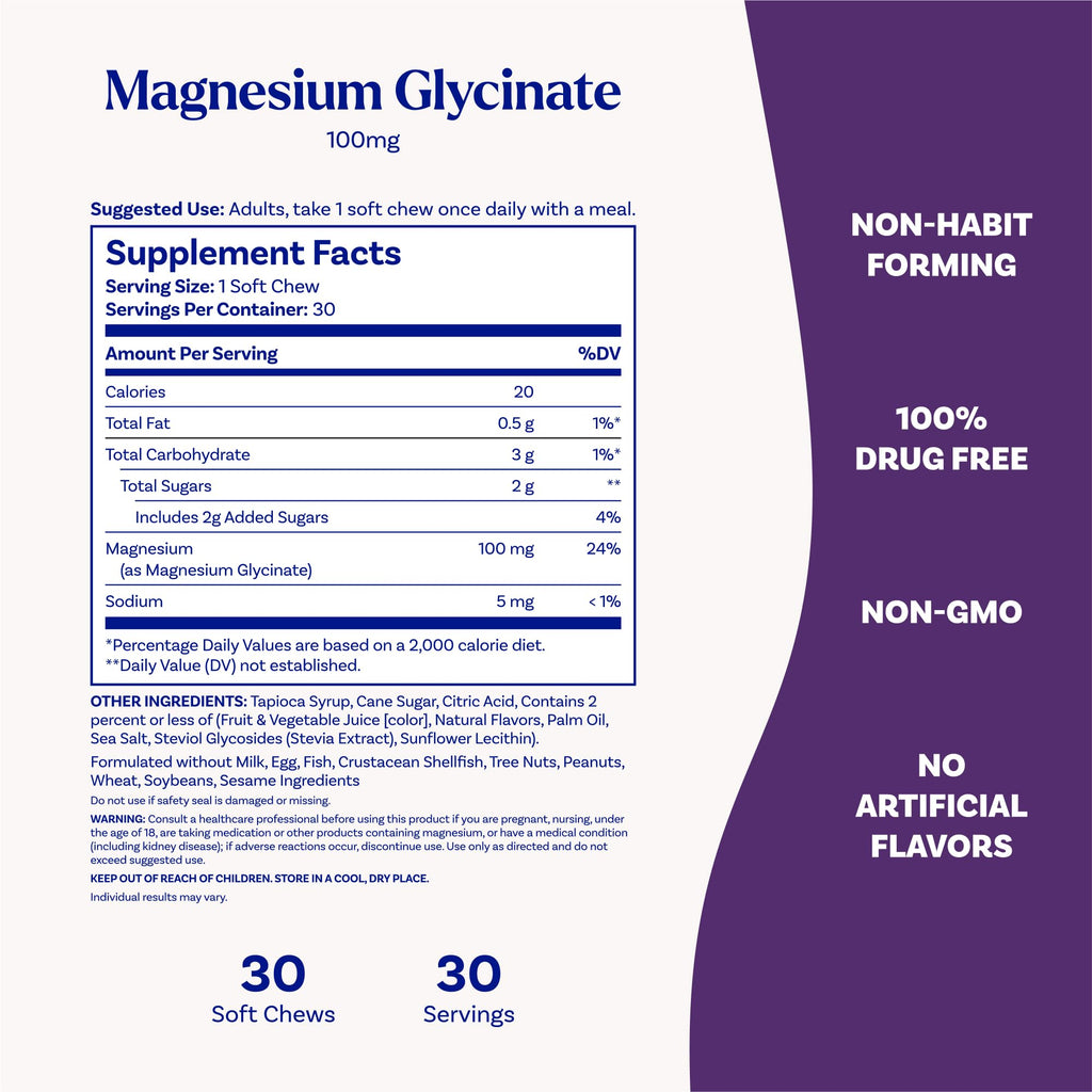 Natrol Magnesium Glycinate Supplements 100mg, Cherry Lemon Soft Chews for Healthy Sleep and Body, Magnesium Glycinate 100mg, Up to a 30 Day Supply NatrolBuy Supplements Australia