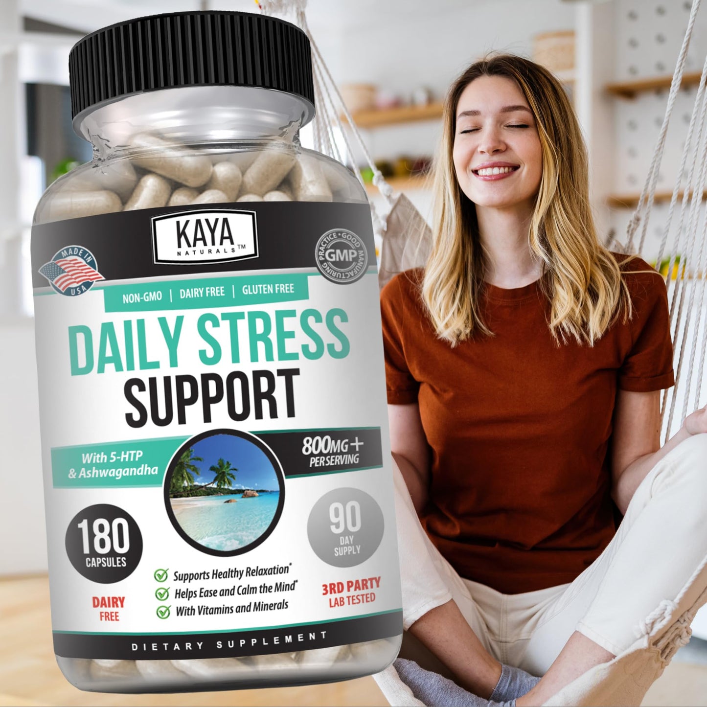 Kaya Naturals - Natural Herbal Support Vitamin Supplement are Designed to Help You find Balance and Relaxation in Your Daily Routine - Vitamin Supplement - 180 Capsules Kaya NaturalsBuy Supplements Australia