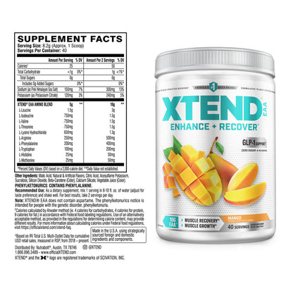 Xtend EAA + BCAA Powder for Muscle Recovery & Lean Muscle Growth, 9 Essential Amino Acids for Intra Workout or Post Workout Recovery