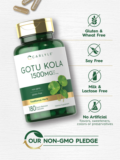 Carlyle Gotu Kola Capsules | 180 Count | Non-GMO, Gluten Free | Traditional Herb Extract