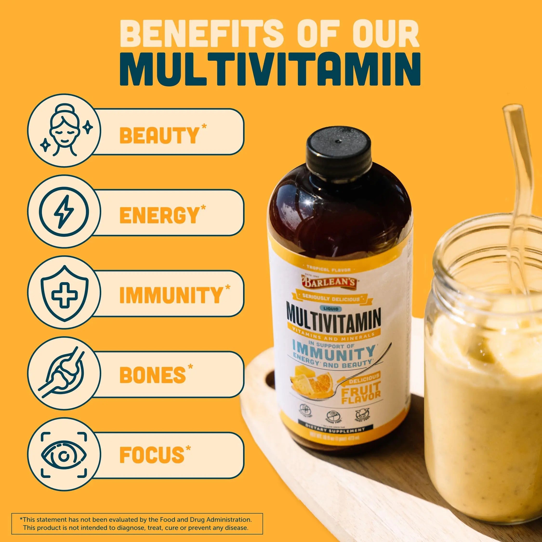 Barlean's Liquid Multivitamin for Women, Men & Kids, 21 Essential Vitamins & Minerals, Includes Biotin, B-Complex Barlean's