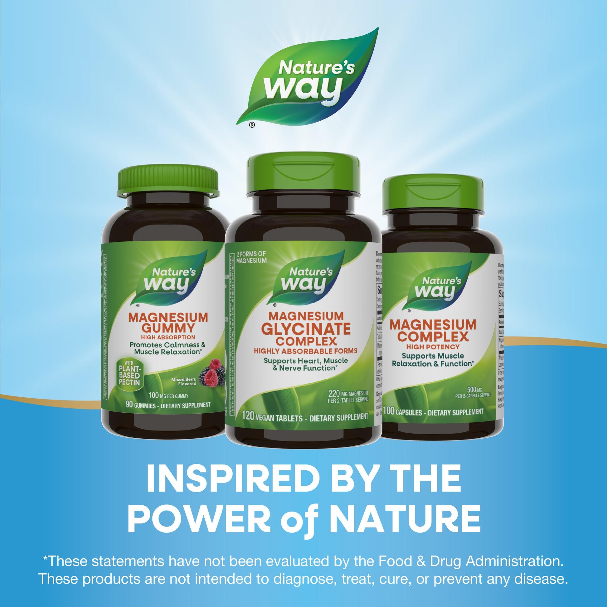 Nature's Way Magnesium Glycinate Complex, Supports Heart, Muscle, Nerve Function*, Highly Absorbable, 220 mg per 2-Tablet Serving, No Gluten, Vegan, 120 Tablets Nature's Way buy supplements Au