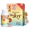Vita Green Vita Joy herbal formula packaging with bottle and box on a white background