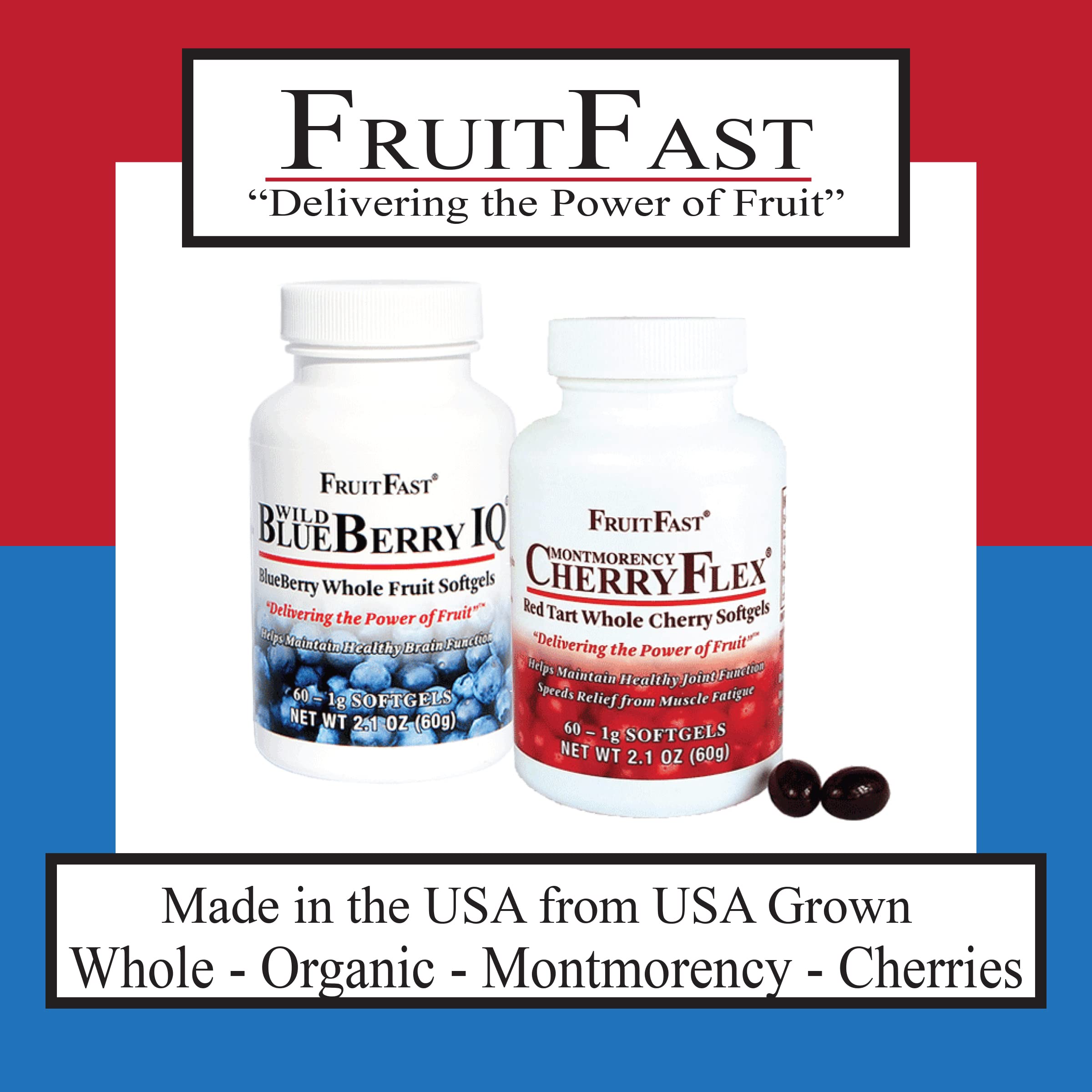 FruitFast CherryFlex 100% Red Tart Organic Cherry Concentrate Supplement - Chewable Softgel - 60 Count - Non-GMO and Gluten Free - Promotes Healthy Joint Function* FruitFastBuy Supplements Australia