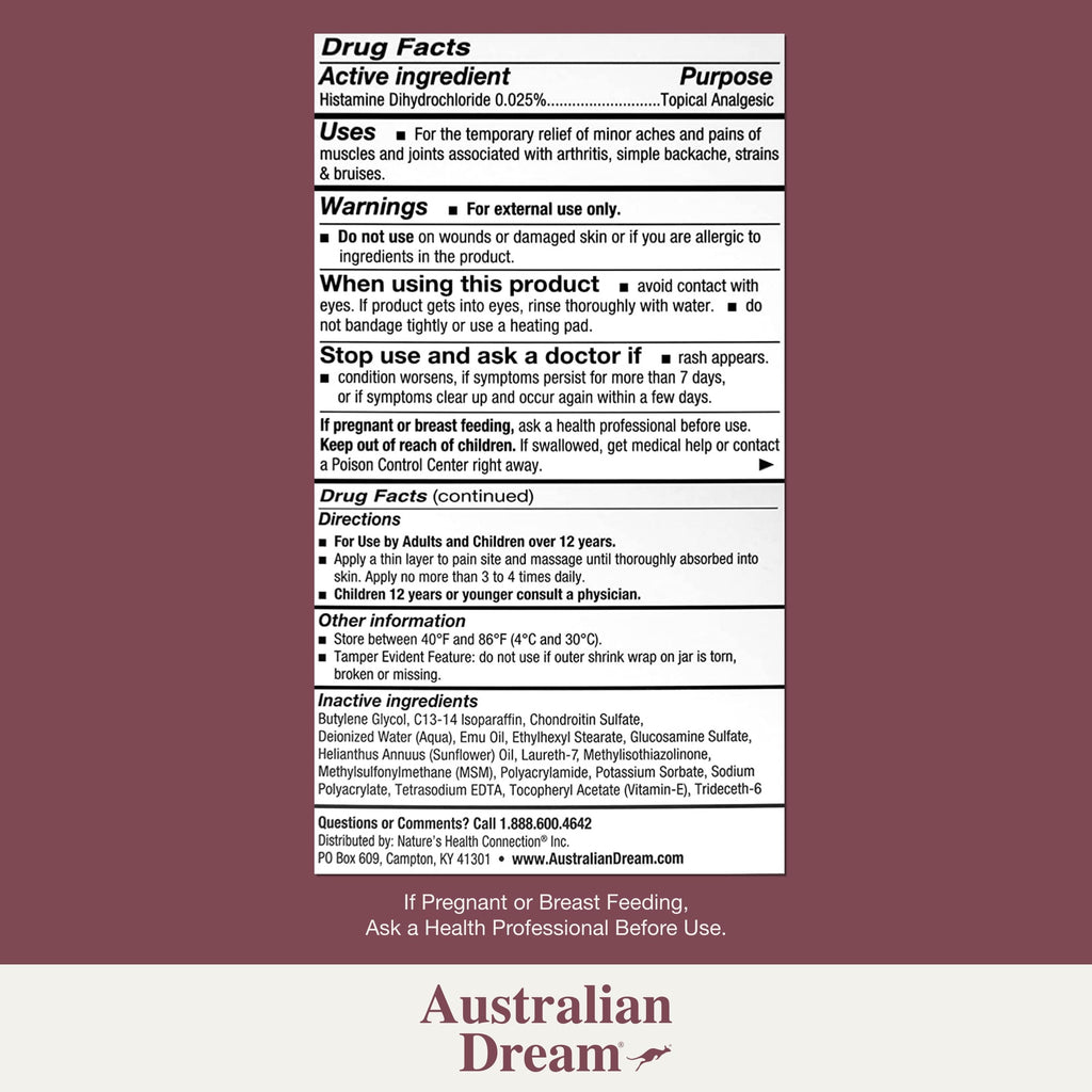 Australian Dream Arthritis Pain Relief Cream - Soothing & Non-Greasy - Powerful Topical Arthritis Pain Relief - Good for Muscle Aches or Joints - 4 oz Jar Australian DreamBuy Supplements Australia