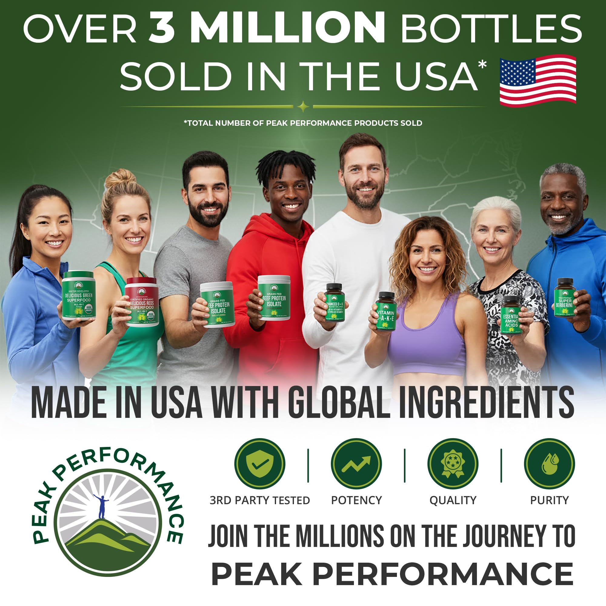 Peak Performance Bone Broth Collagen Capsules - 180 Pills of Grass Fed Bone Broth Collagen Protein Peptides - Contains All 3 Types 1, 2, and 3 - Pure Pasture