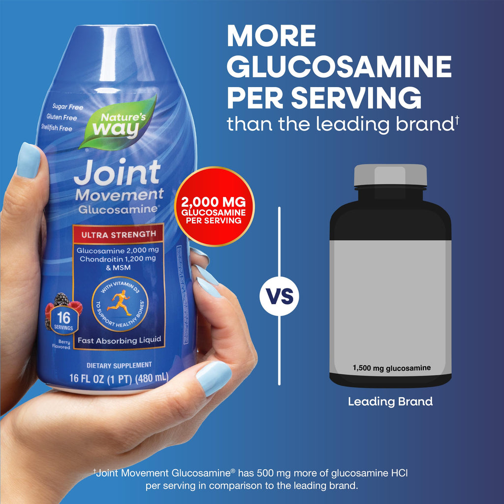 Nature's Way Joint Movement Glucosamine Fast Absorbing Liquid, Ultra Strength, Supports Healthy Bones*, Liquid Glucosamine Chondroitin, MSM with Vitamin D3, Berry Flavored, 16 Fl Oz Nature's WayBuy Supplements Australia