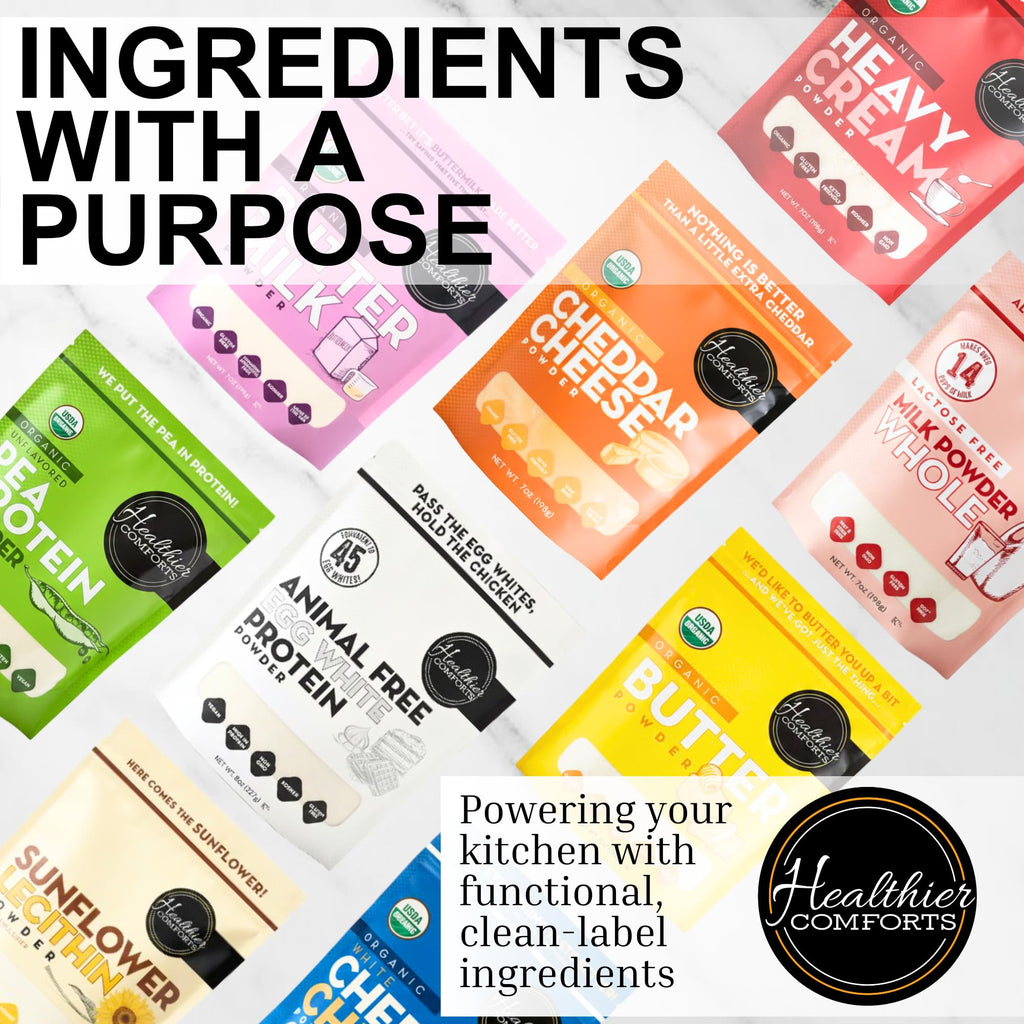 Healthier Comforts Animal-Free Egg White Protein Powder | Make Vegan Egg Omelets, Angel Food Cake, Meringue, Protein Shakes | Whips and Binds Just Like Traditional Egg Whites (8 oz)