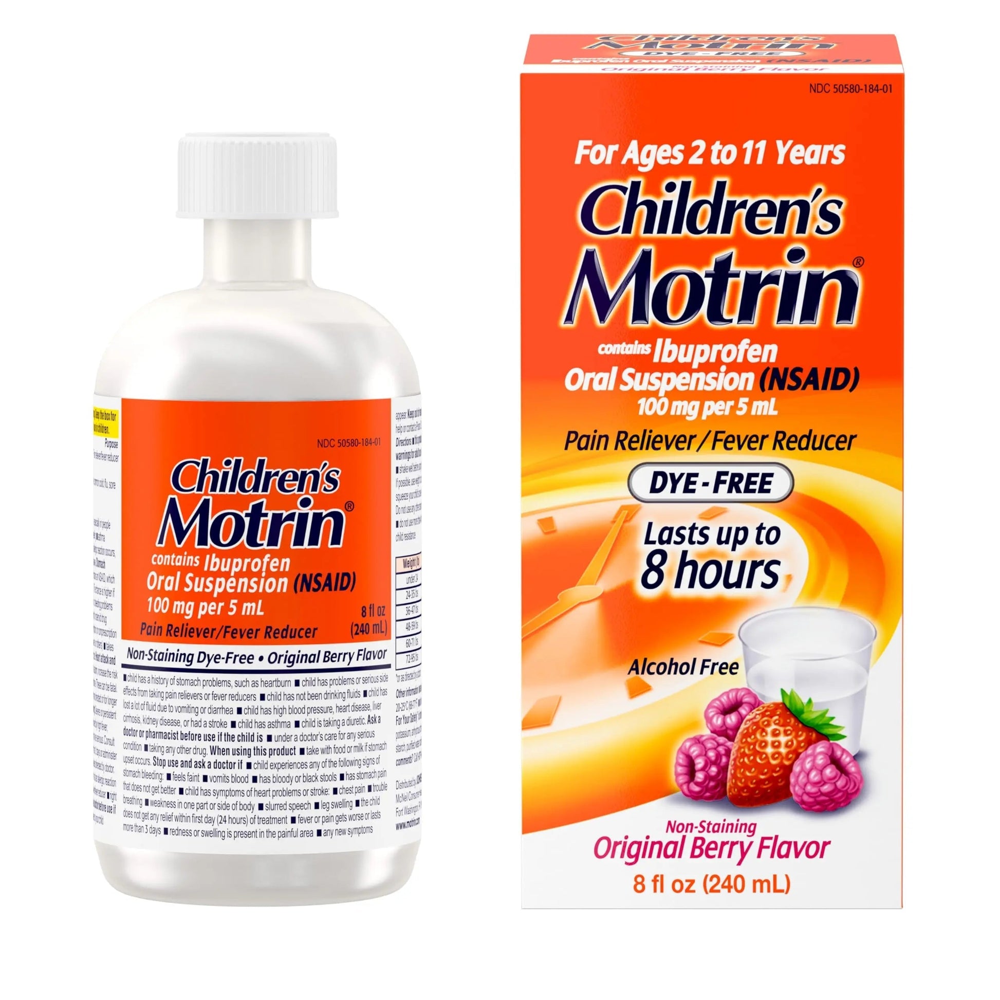 Children's Motrin Oral Suspension 100mg Ibuprofen Medicine, NSAID Fever Reducer & Pain Reliever for Minor Aches & Pains Due to Cold & Flu, Dye Free, Alcohol-Free, Berry Flavored, 8 fl. oz MotrinBuy Supplements Australia