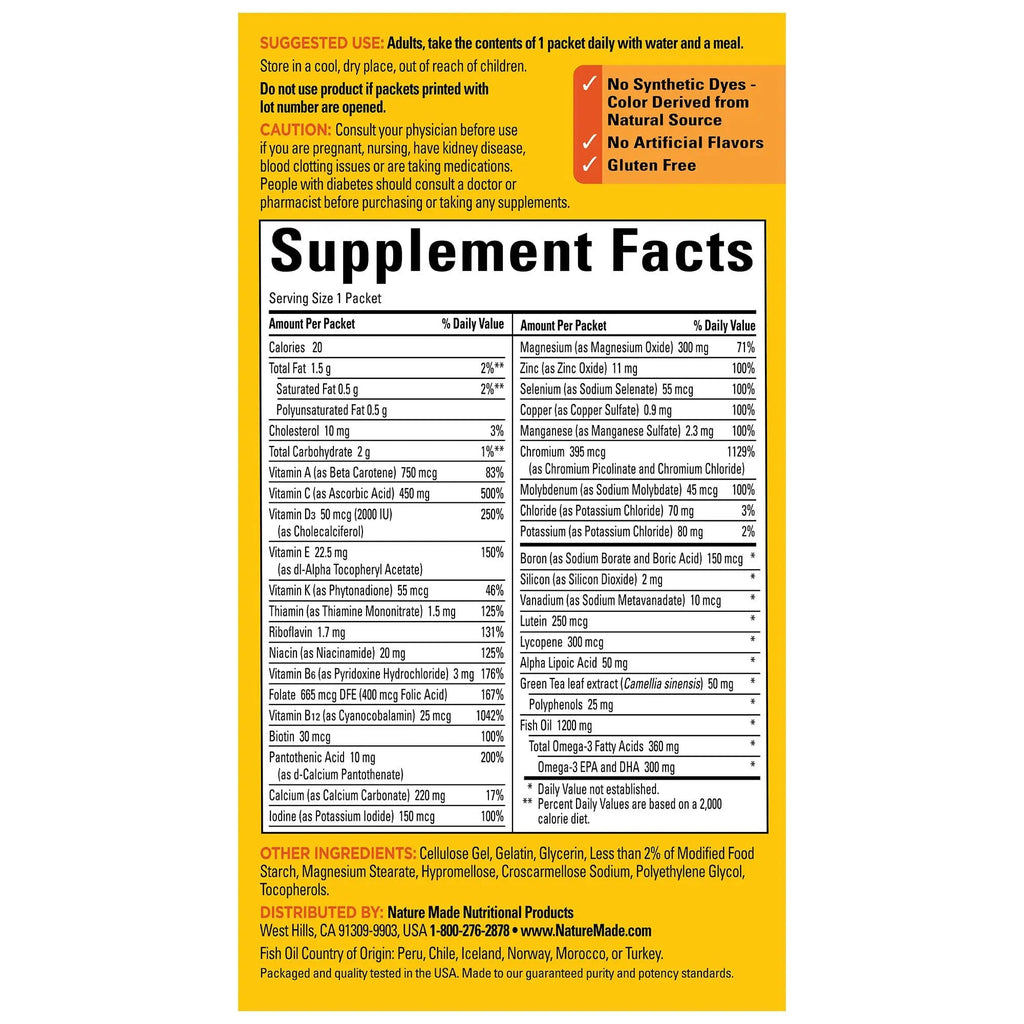 Nature Made Diabetes Health Pack, Daily Dietary Supplements for Nutritional Support, 30 Packets, 30 Day Supply Nature Made