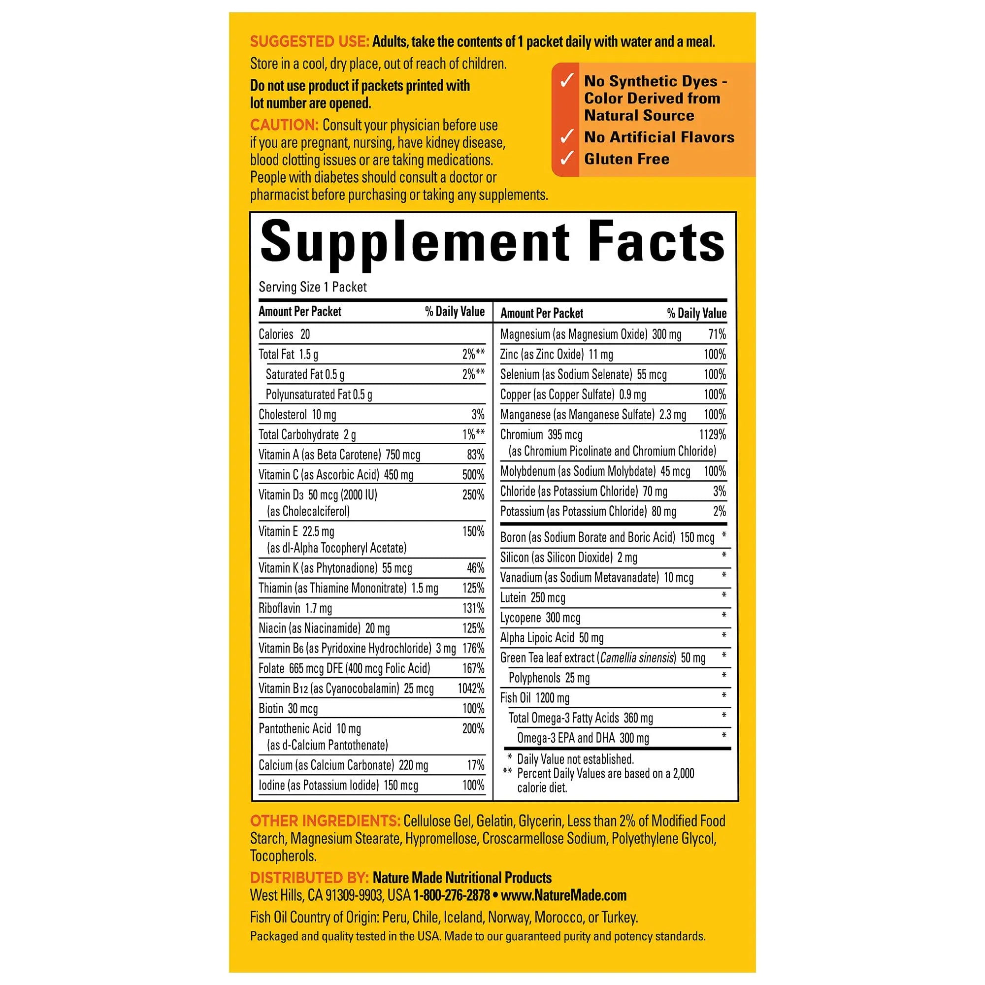Nature Made Diabetes Health Pack, Daily Dietary Supplements for Nutritional Support, 30 Packets, 30 Day Supply Nature Made