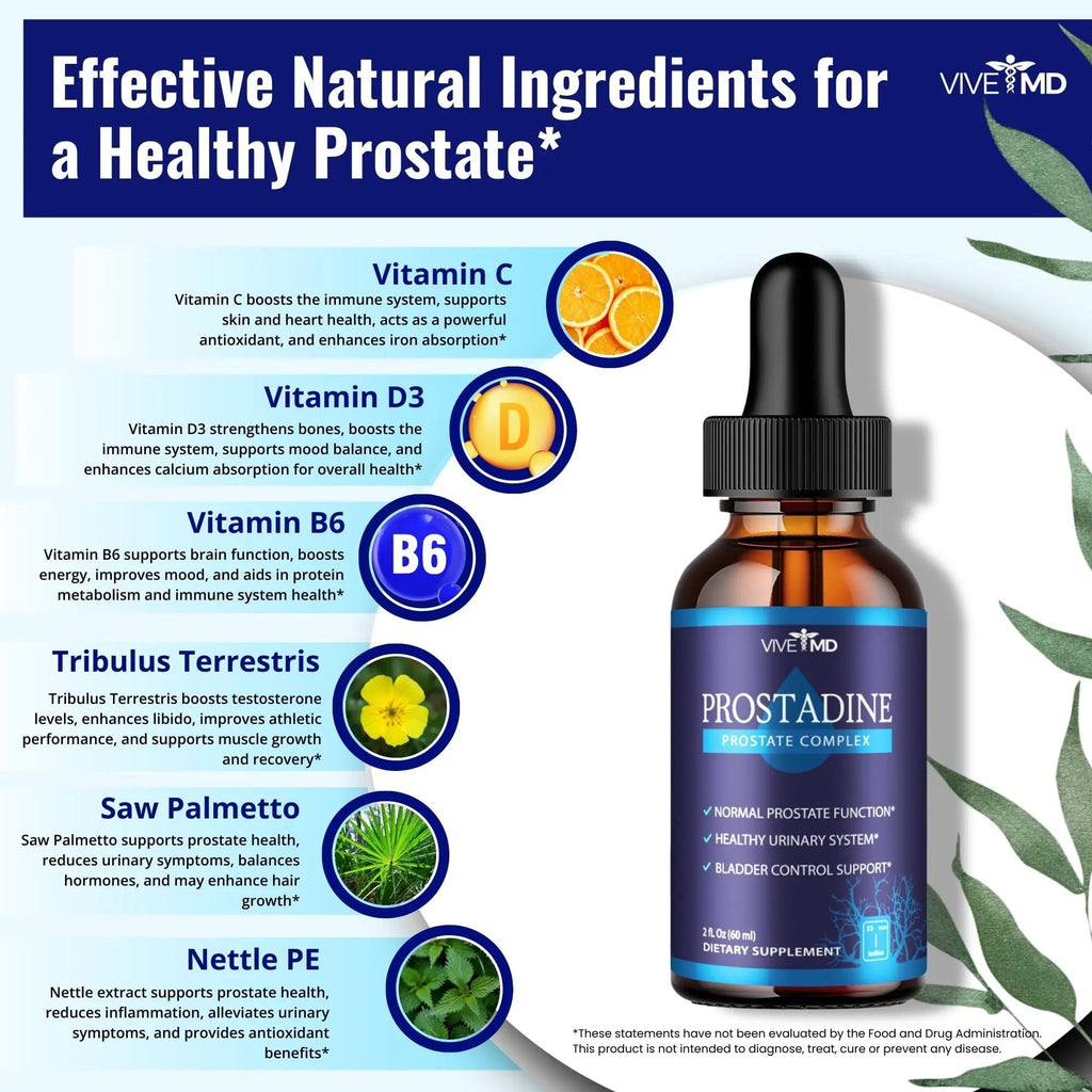 VIVE MD Prostadine Drops for Prostate Health, Bladder Urinating Issues - Prostadine Official Drop Formula - Extra Strength with Pomegranate, Prostadine Reviews (Package of 5) VIVE MDBuy Supplements Australia
