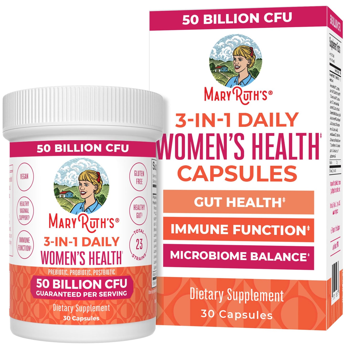 MARYRUTH'S 3-in-1 Daily Health Probiotics for Women | Hormone Support & Gut Health Supplement for Women | Women’s Probiotic