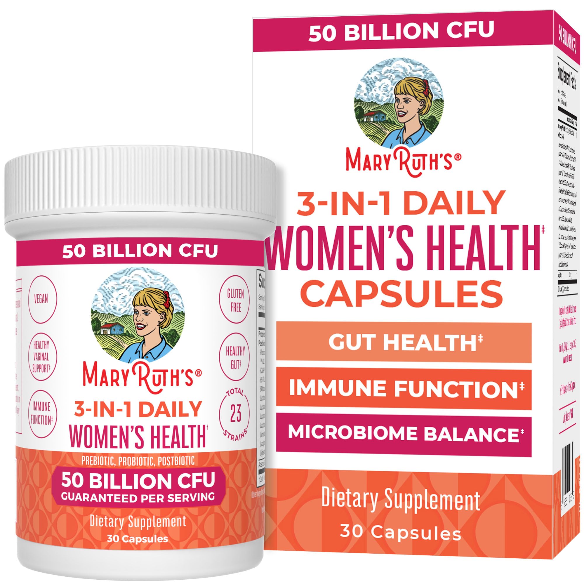 MARYRUTH'S 3-in-1 Daily Health Probiotics for Women | Hormone Support & Gut Health Supplement for Women | Women’s Probiotic