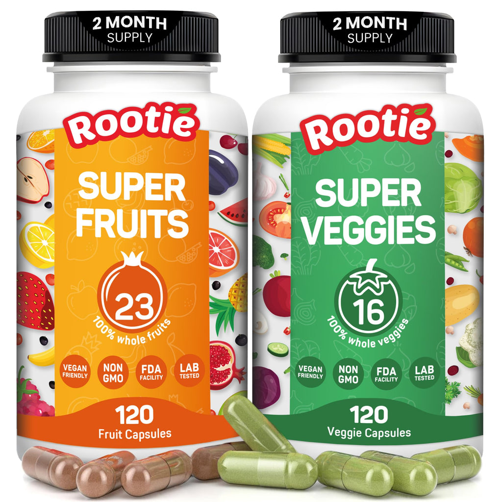 Fruits and Veggies Supplement (60 Day Supply) Powerfull Blend of 39 Whole Fruits and Veggies, Fills Nutritional Gaps, Get Energy, Well-being. USA Made Non-GMO/Vegan/Gluten Free. Packaging May Vary ROOTIE buy supplements Au