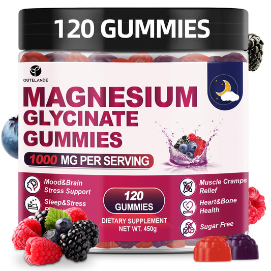 120 CT Magnesium Glycinate Gummies 1000 mg for Women and Men, Magnesium Malate & Taurate Supplements for Sleep, Body Support and Relaxation, Sugar Free