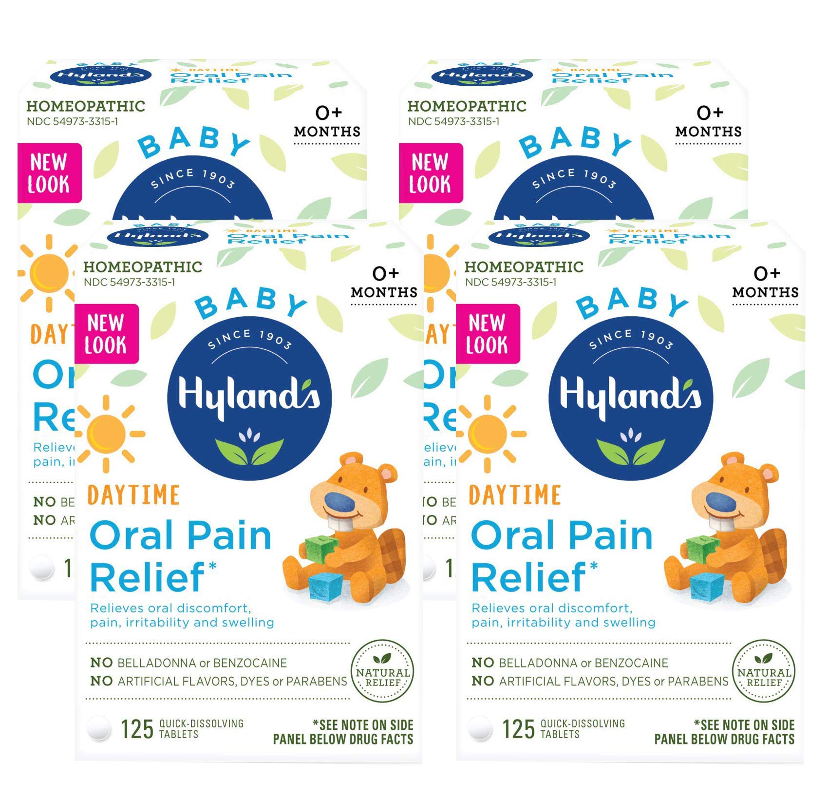 Hyland's Baby Oral Pain Relief Tablets, 125 Count Each (4) Hyland'sBuy Supplements Australia