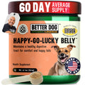 Dog health supplement container with branding and product details on a white background