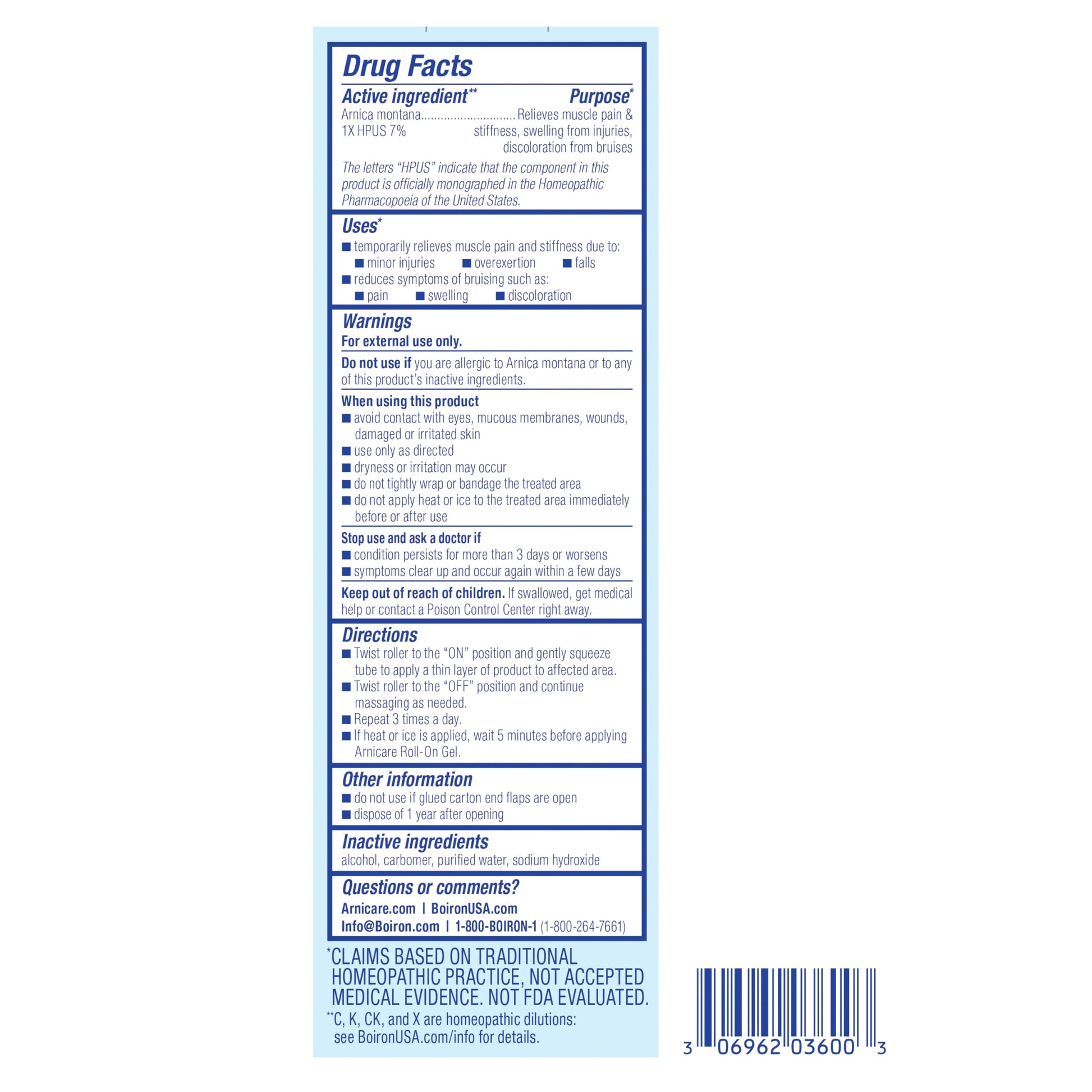 Boiron Arnicare Roll-On for Relief of Joint Pain, Muscle Pain, Muscle Soreness, and Swelling from Bruises or Injury - Cooling Metal Roller and Fragrance-Free - 1.5 oz BoironBuy Supplements Australia