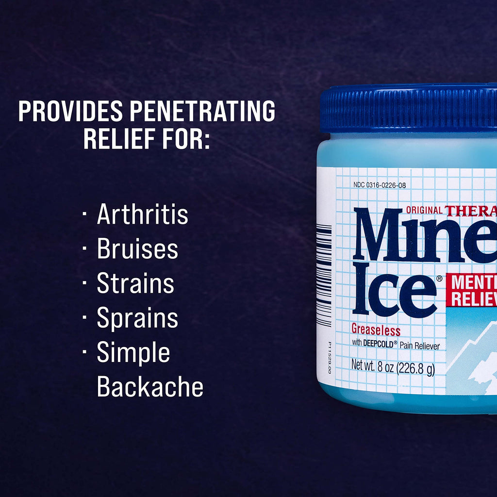 Mineral Ice Original Therapeutic Menthol Pain Relief Gel. Greaseless with "Deepcold" Pain Reliever. Provides Cooling & Penetrating Relief for Arthritis, Simple Backache, Strains & Sprains (8 Ounce) Mineral IceBuy Supplements Australia