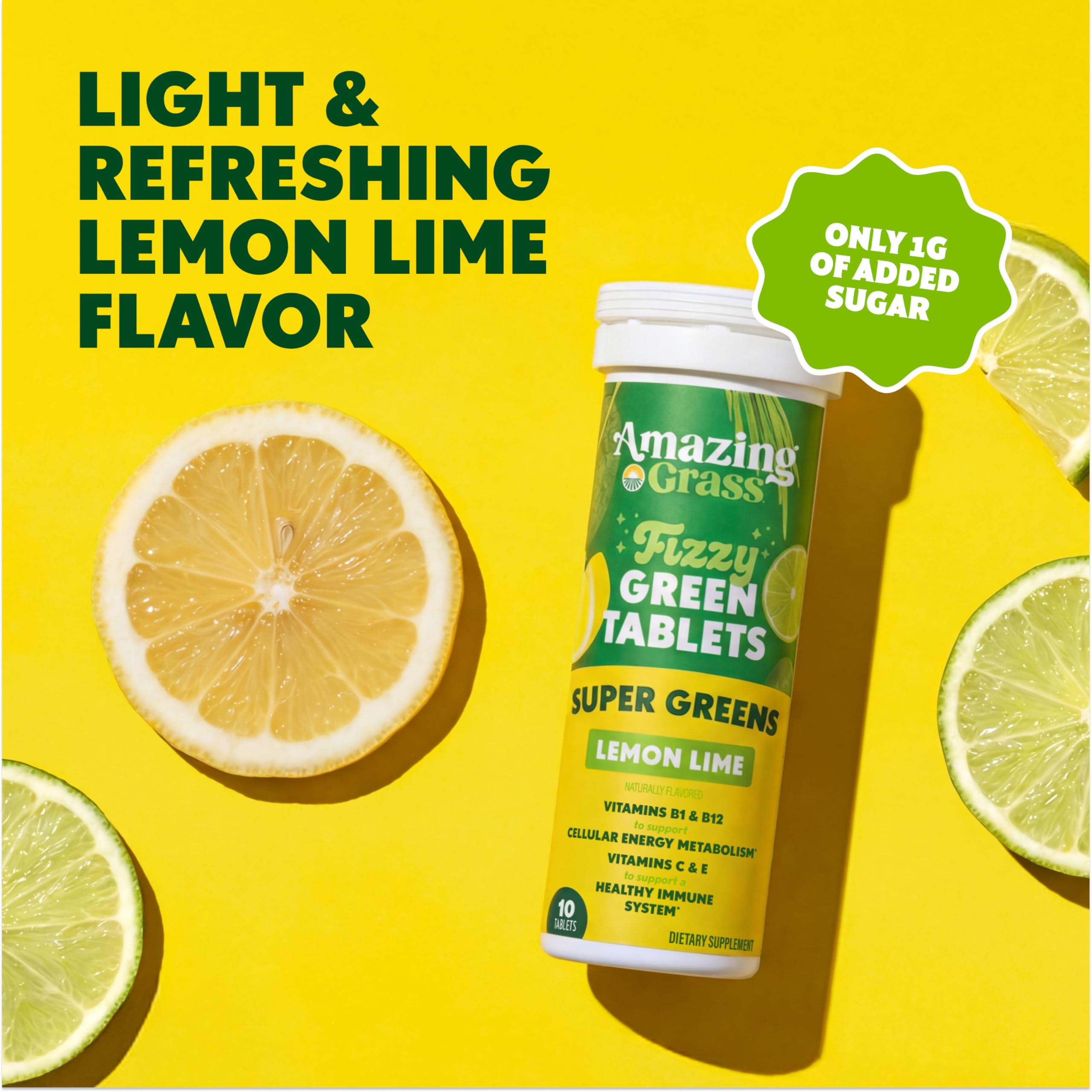 Amazing Grass Effervescent Tablets: Green Superfood Water Flavoring Tablet with Antioxidants & Alkalizing Greens, Lemon Lime, 60 Count Amazing GrassBuy Supplements Australia