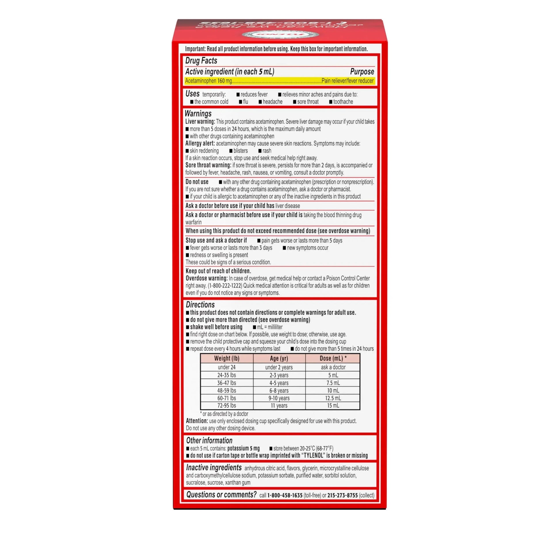 Children's Tylenol Liquid Pain Relief & Fever Medicine, Oral Suspension, Dye-Free, Acetaminophen, No Aspirin, No Ibuprofen, No High Fructose Corn Syrup; Cherry Flavor, 8 fl. oz.; Pack of 1 TylenolBuy Supplements Australia