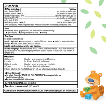 Hyland's Baby Oral Pain Relief Tablets, 125 Count Each (4) Hyland'sBuy Supplements Australia