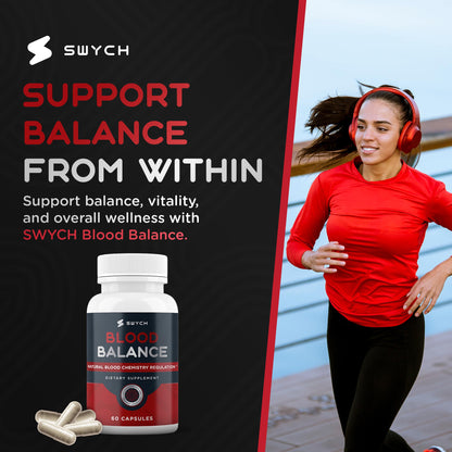 Blood Balance Supplement for Healthy Blood Support, Circulation, Metabolism & Vitality | Energy Formula with Premium Ingredients | Holistic Products to Support Cardiovascular Function – 60 Capsules SWYCH buy supplements Au