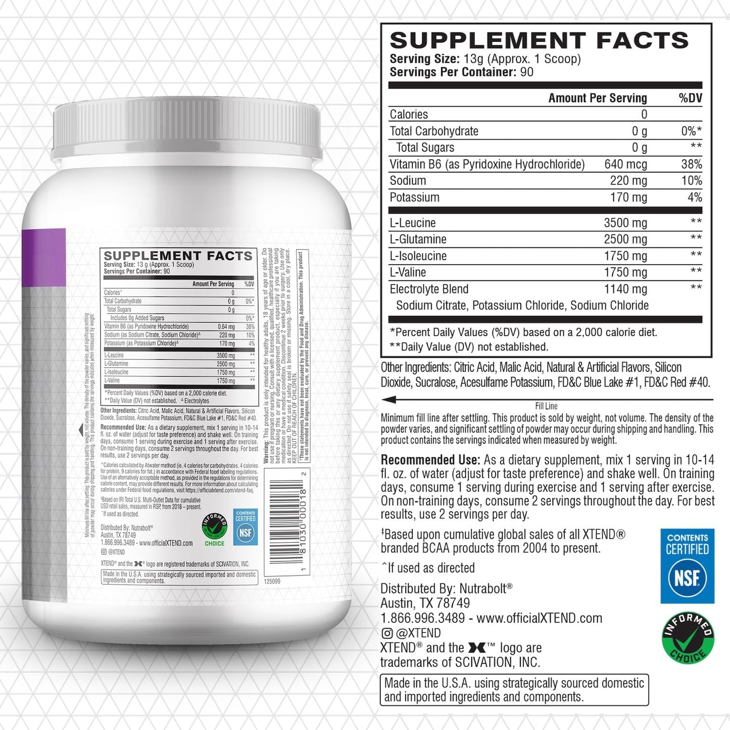 Xtend Original BCAA Powder, 7g BCAAs and 2.5g L-Glutamine for Muscle Recovery Hydration and Lean Muscle, Sugar Free Intra and Post Workout Drink with Electrolytes, Glacial Grape, 90 Servings Xtend buy supplements Au