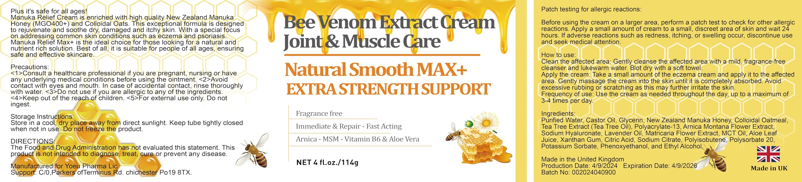 HIKCOSLLY New Zealand Bee Venom Cream, High Strength Recovery Muscle Joint Cream, Natural Organic, Soothe Back, Neck, Hands, Feet, Shoulder, Leg, Knee, Ankle Pain HIKCOSLLYBuy Supplements Australia