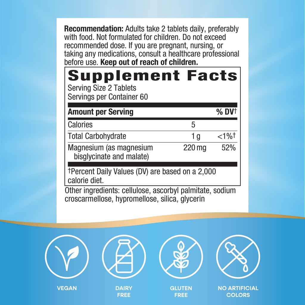 Nature's Way Magnesium Glycinate Complex, Supports Heart, Muscle, Nerve Function*, Highly Absorbable, 220 mg per 2-Tablet Serving, No Gluten, Vegan, 120 Tablets Nature's Way buy supplements Au