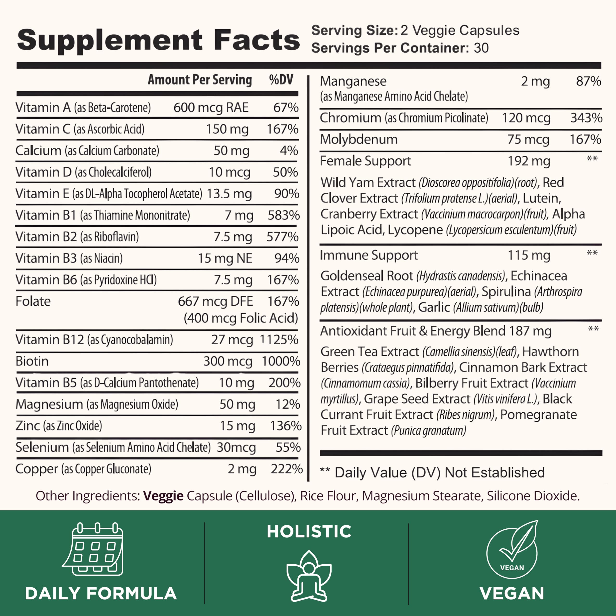 TODICAMP Melanin-Rich Physiology Women's Wellness Formula with 37 Active Ingredients - Daily Multivitamin for Women Hormone Balance, Energy Vitamins for Women, Biotin Supplement for Hair Skin & Nails TODICAMPBuy Supplements Australia