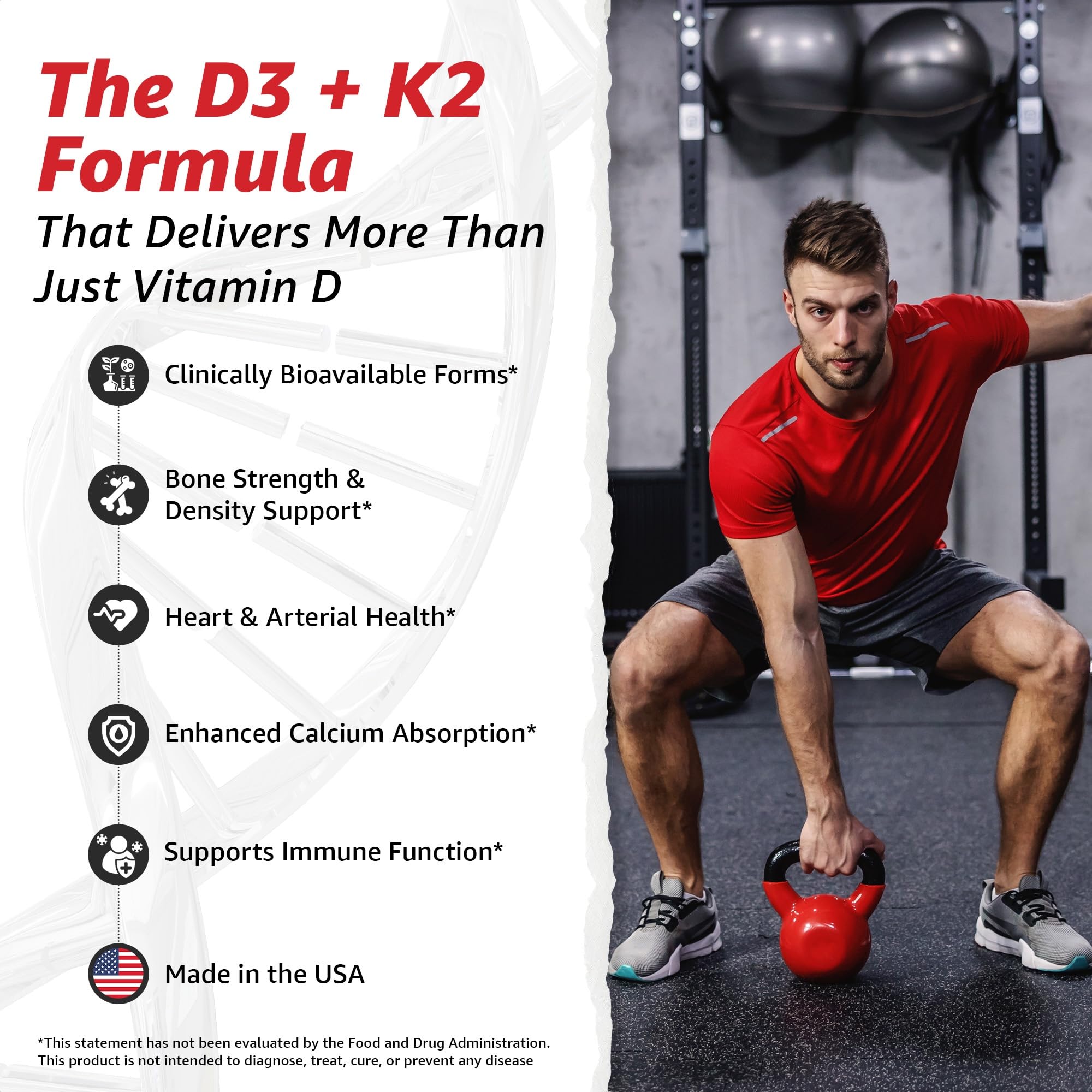 10X Health Vitamin D3 5000 IU & K2 MK7 - Menaquinone 7, High-Potency D3 K2 Vitamin Supplement for Bone Health, Heart and Teeth - 125 mcg Vitamin D & 90 mcg Vitamin K2-60 Capsules 10X Health System buy supplements Au