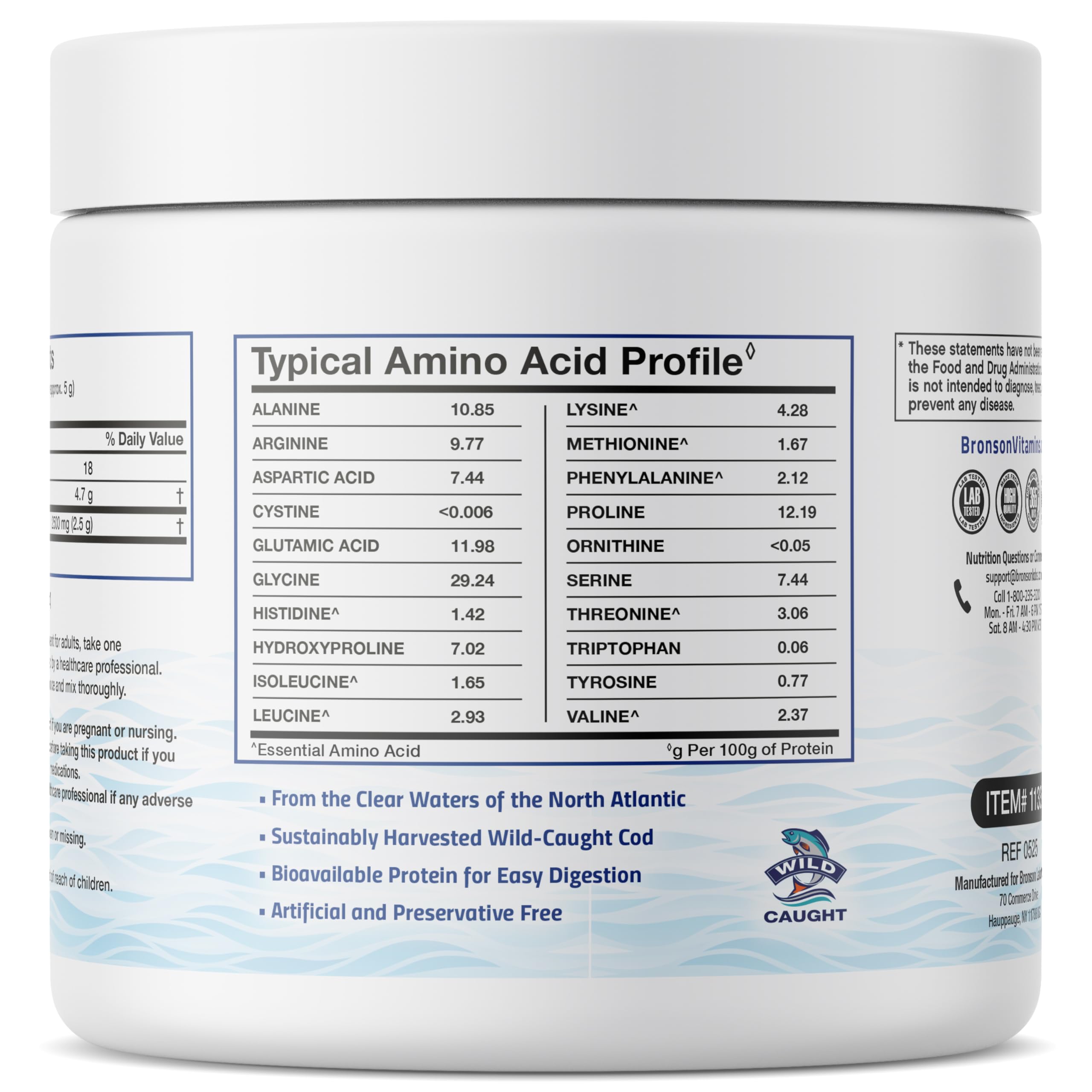 Bronson Marine Collagen Peptides Hydrolyzed Protein Powder 100% Wild Caught Nordic Cod Verified Sustainable Source for Joints Skin Hair Nails & Bones 150g (5.29oz) BronsonBuy Supplements Australia