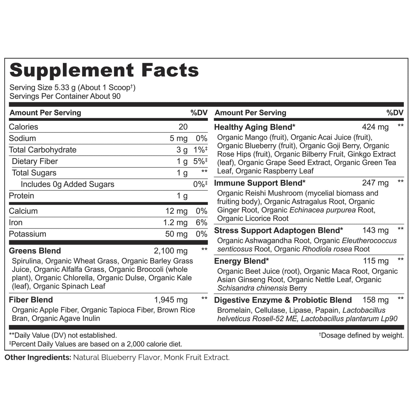 NATURELO Raw Greens Superfood Powder 480 Grams, Mixed Berry - Supports Energy, Immunity and Detox - Includes Spirulina, Wheat Grass and Organic
