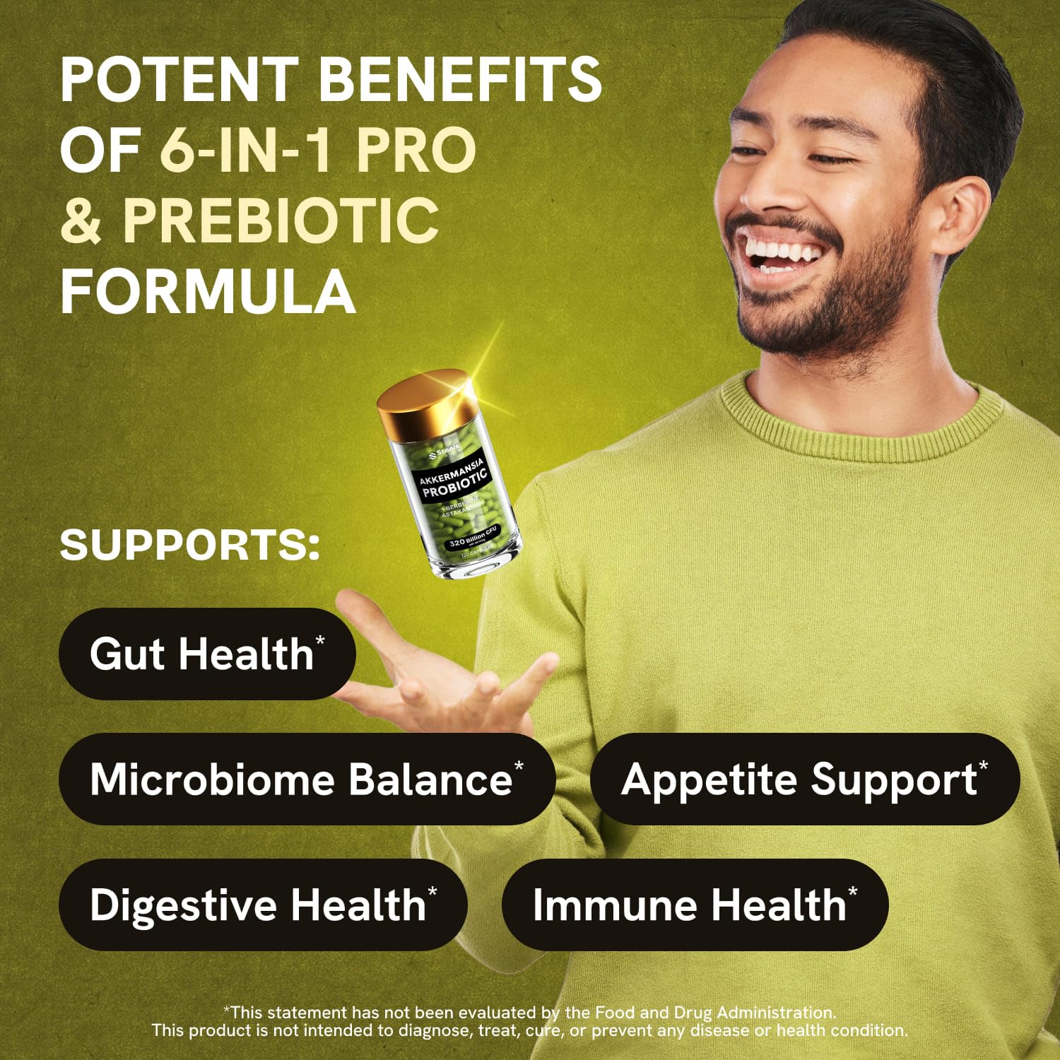 Akkermansia Muciniphila Probiotics 320 Billion CFU| Probiotic and Prebiotic | Akkermansia Probiotics for gut health | Inulin Prebiotic Fiber Capsules Astaxanthin & Berberine & Chromium | 120 capsules Stanis Labs buy supplements Au
