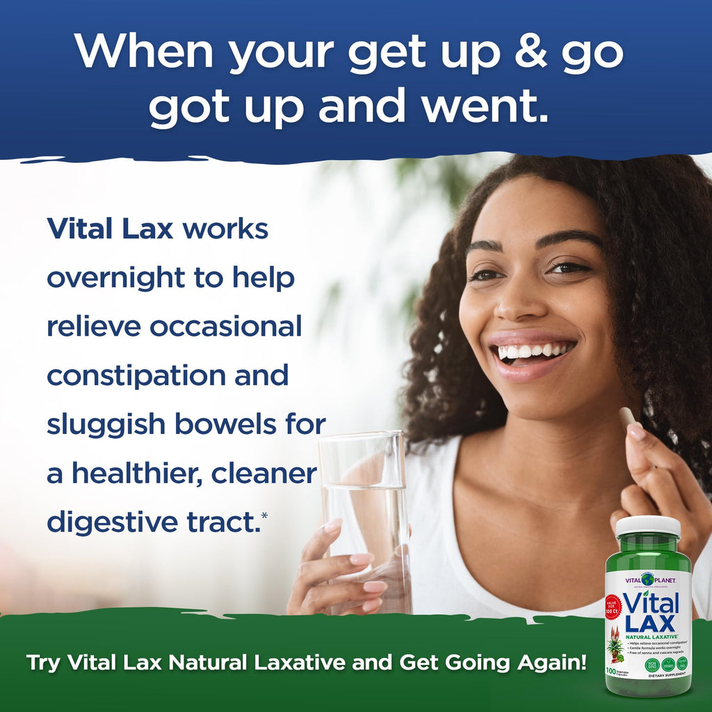 Vital Planet - Vital Lax Natural Laxative Cleanse Supplement for Occasional Constipation, with Magnesium Hydroxide, Slippery Elm, Aloe,