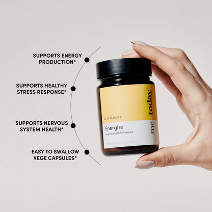me today Energise Supplement Super B Vitamin B Complex for Men & Women - B6, B12 with Vitamin C, Zinc, Ashwagandha and Siberian Ginseng