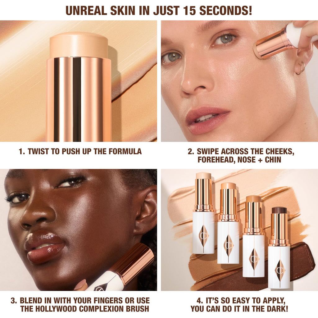 Charlotte Tilbury Unreal Skin Tint & Sheer Glow Hydrating Foundation Stick - Cream Foundation Makeup with Sheer-to-Light Coverage & a Buildable Formula - Blurring, Smoothing & Nourishing - 3 Fair Charlotte TilburyBuy Supplements Australia