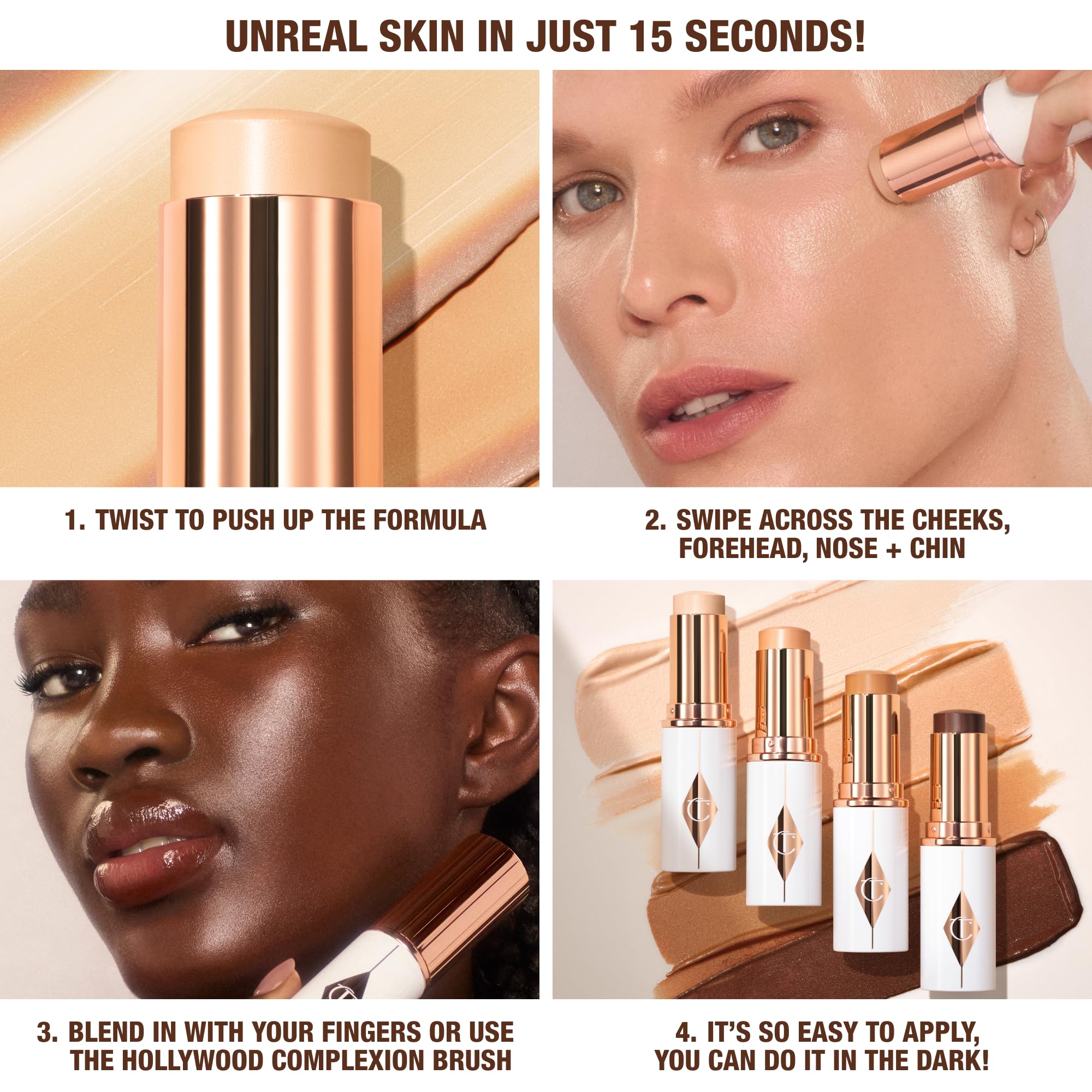 Charlotte Tilbury Unreal Skin Tint & Sheer Glow Hydrating Foundation Stick - Cream Foundation Makeup with Sheer-to-Light Coverage & a Buildable Formula - Blurring, Smoothing & Nourishing - 3 Fair Charlotte TilburyBuy Supplements Australia