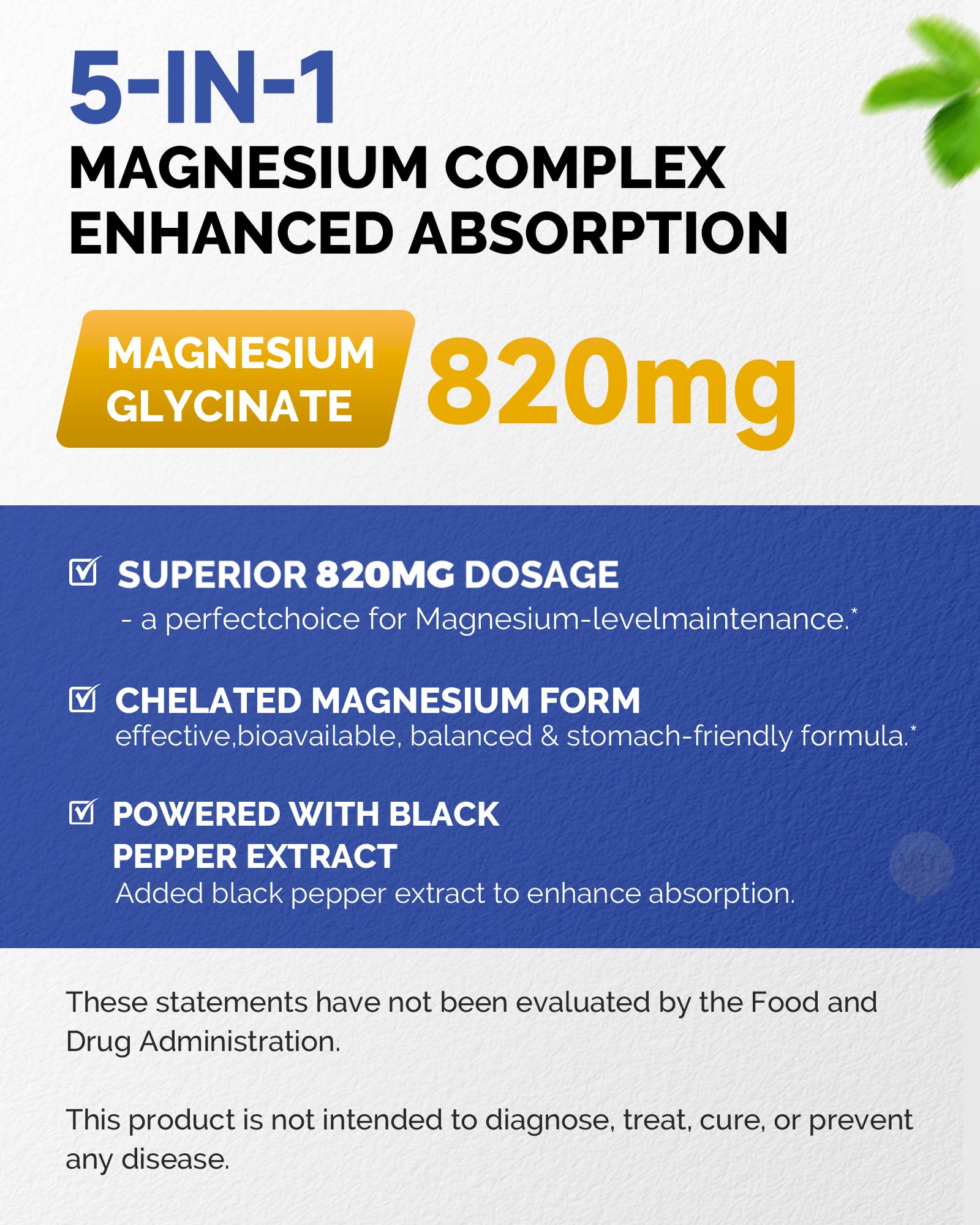 820mg Magnesium Complex 240 Veggie Capsules,for Women & Men with Magnesium Glycinate,Citrate, Malate,Taurate & L-Threonate for Sleep, Mood, Muscle Relaxation & Nerve Function Vegan Friendly, Non-GMO FreeCare buy supplements Au