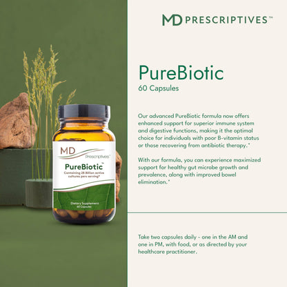 MD Prescriptives - PureBiotic - Probiotic Dietary Supplement for Digestive & Gut Health - 60 Capsules