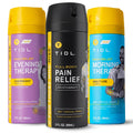 TIDL Pain Relief Spray Bundle – Morning, Cryotherapy & Evening Therapy – 3 x 3oz Sprays for Muscle, Joint, Neck, Back & Knee Pain Relief – Plant-Based Menthol Day & Night Care TIDLBuy Supplements Australia