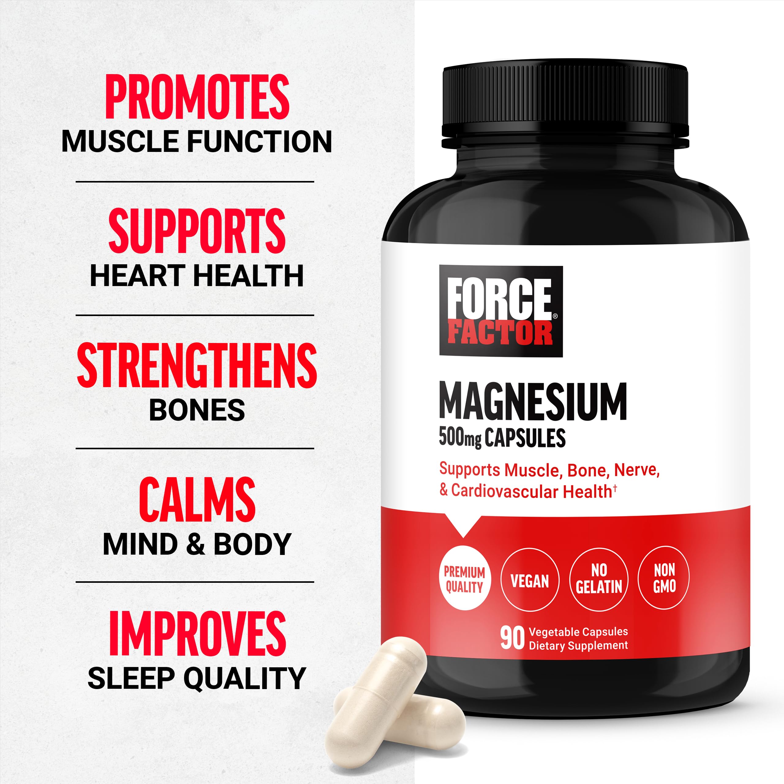 Force Factor Magnesium Complex Supplement to Support Muscles, Bones, Nerves, and Cardiovascular Health, Magnesium Glycinate, Magnesium Citrate, and Magnesium Oxide, Vegan, Non-GMO, 90 Capsules Force Factor buy supplements Au