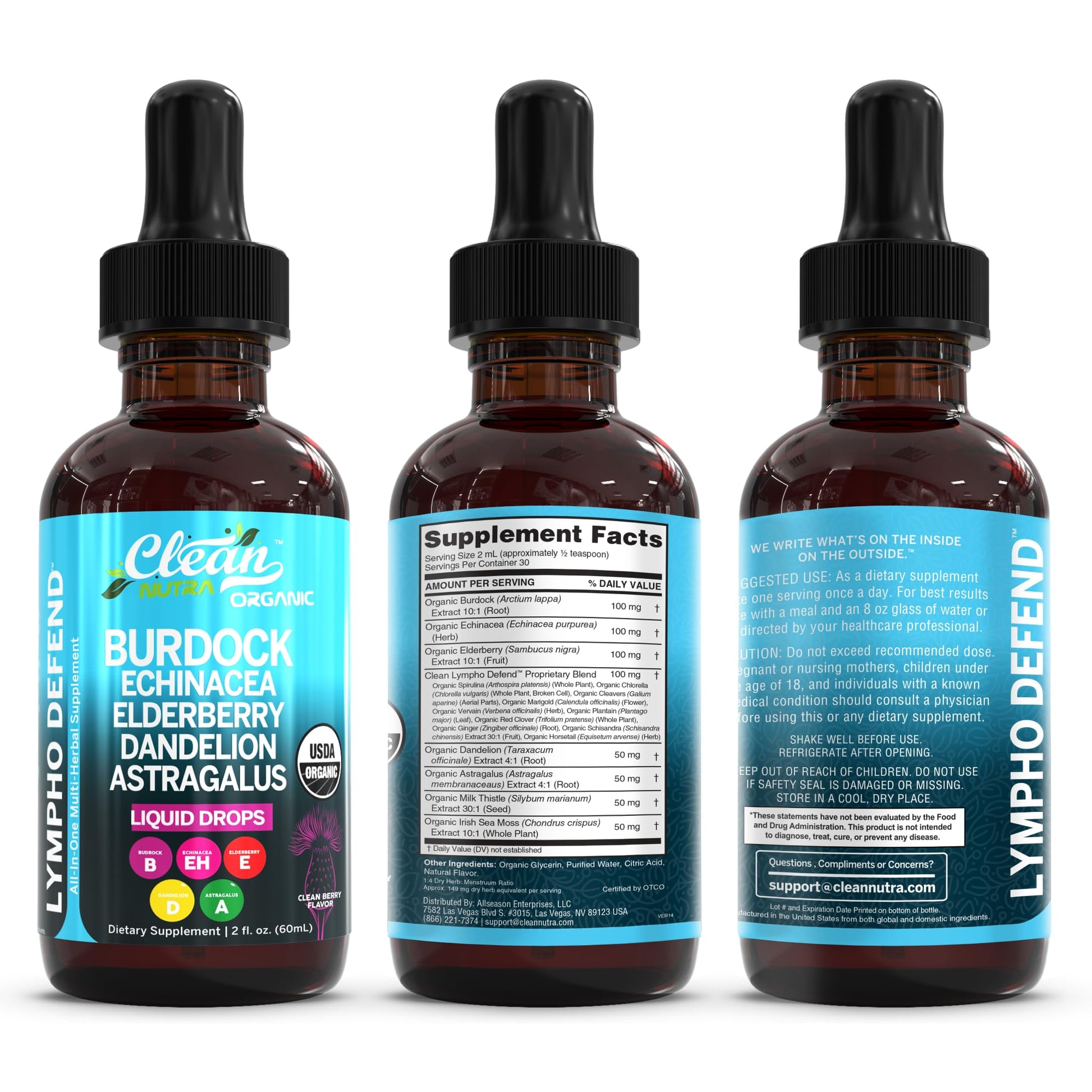Organic Lymphatic Drainage Supplement | Lymphatic Support Drops | Burdock Root Echinacea Elderberry Dandelion Astragalus Milk Thistle Sea Moss Red Clover Cleanse Marigold Drop By Clean Nutra Clean Nutraceuticals buy supplements Au