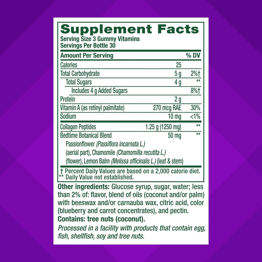 vitafusion Nighttime Skin Support (1), Beauty Supplement with Retinol (Vitamin A RAE), Collagen & Bedtime Botanicals Vitafusion