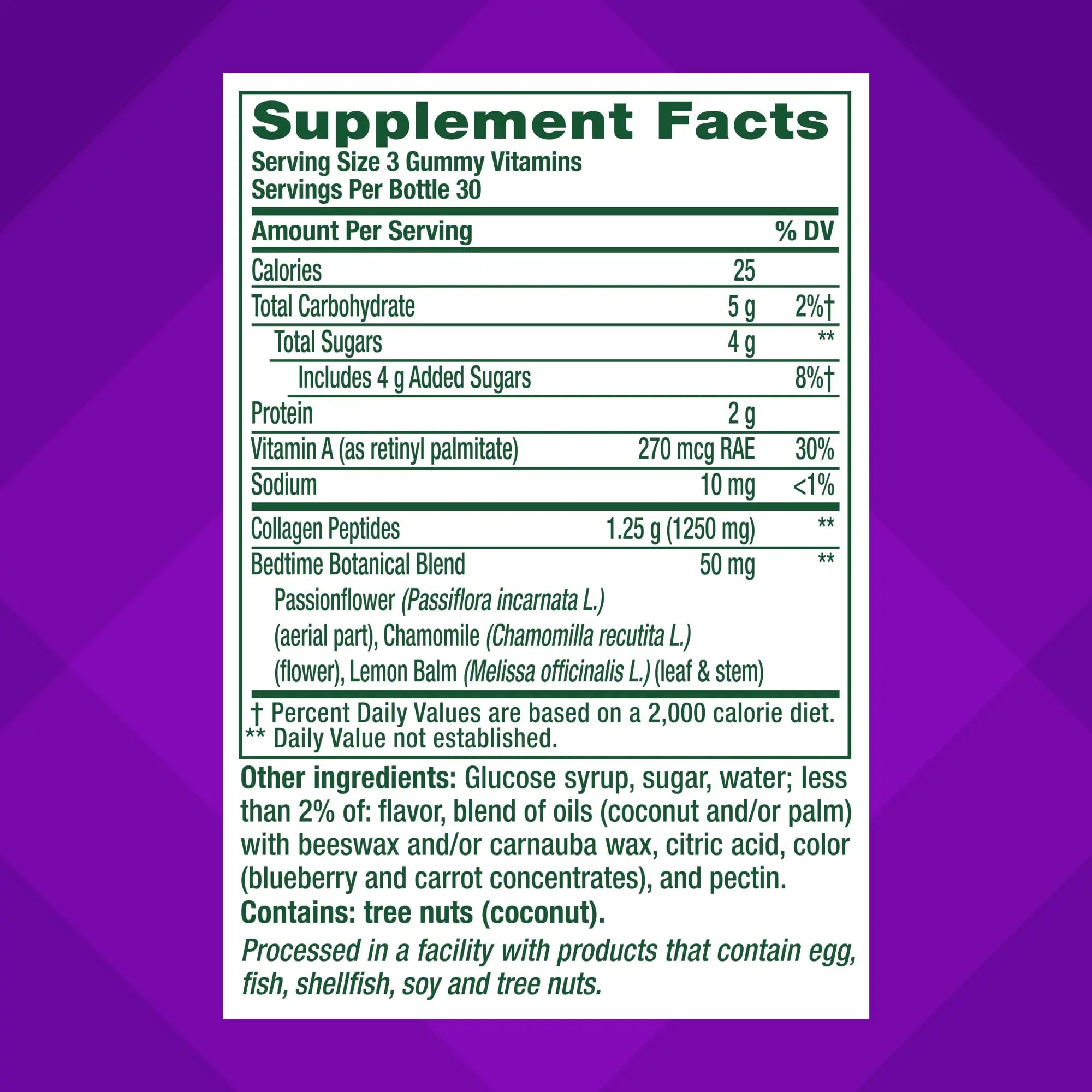 vitafusion Nighttime Skin Support (1), Beauty Supplement with Retinol (Vitamin A RAE), Collagen & Bedtime Botanicals Vitafusion