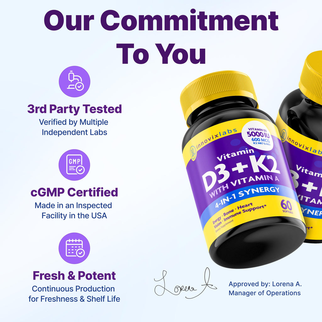 InnovixLabs Vitamin D3 K2-5000 IU Vitamin D3 Plus 600 mcg Vitamin K2 MK4 and MK7 for Max Calcium Absorption, Supports Bone, Immune, Heart Health