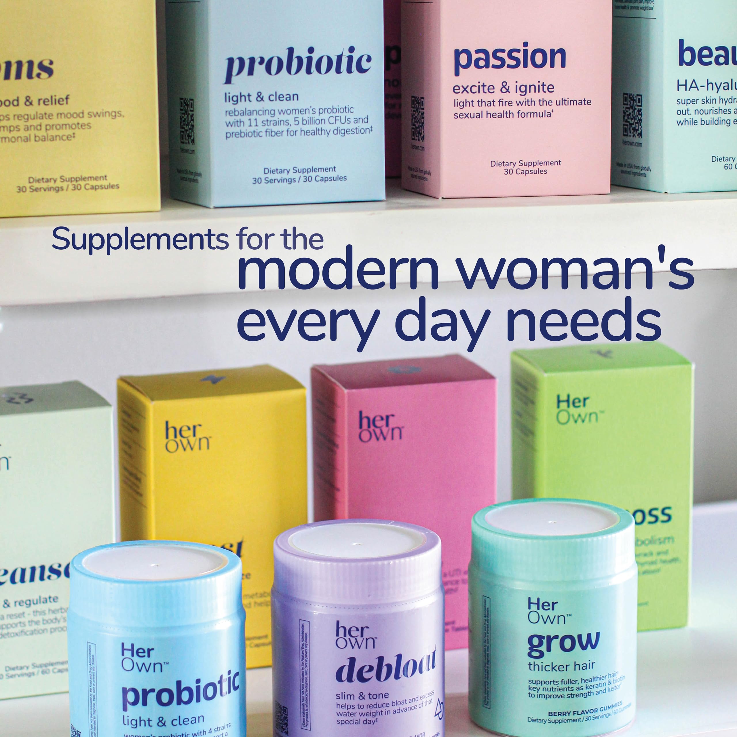 her own Probiotic & Prebiotic Gummy, Supports Digestive Health, Promotes Healthy Gut, Supports Immune Health, 5 Billion CFUs, Gluten and Soy Free,